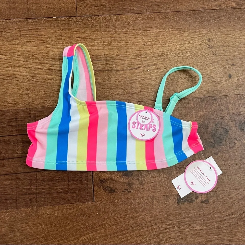 NWT candy stripe bikini justice girls- size 6 two piece